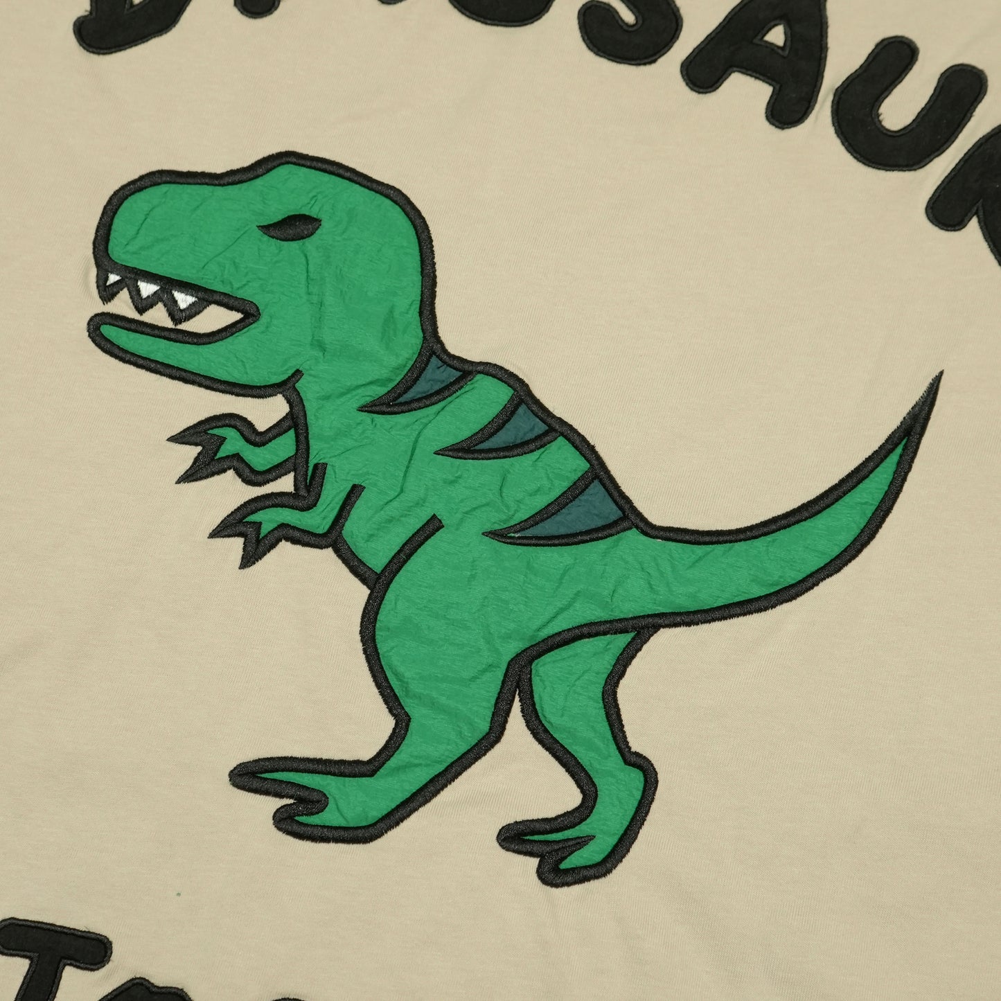 Toson, "Dinosaur" Patchwork Long Sleeve T-shirt - Khaki