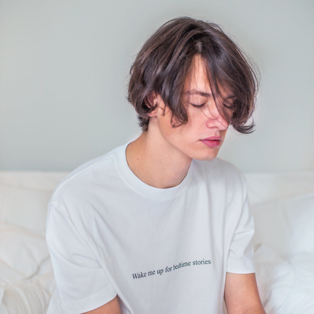 "Wake me up for bedtime stories" Print T-shirt