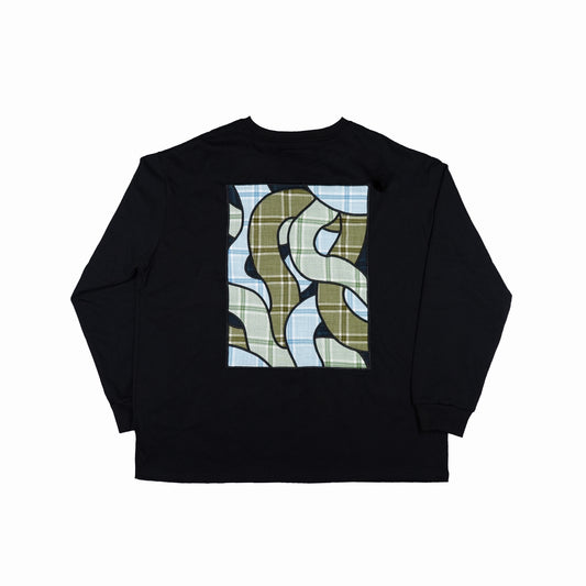 Checked Snakeskin Patchwork T-shirt - Black