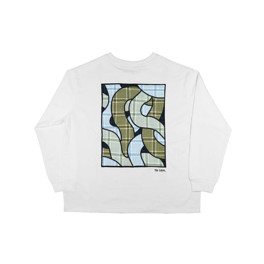 Checked Snakeskin Patchwork T-shirt - White