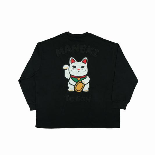 "MANEKI" Neko Patchwork T-shirt - Black