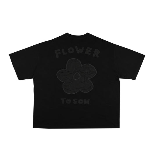 Toson, "Flower" Patchwork T-shirt - Black