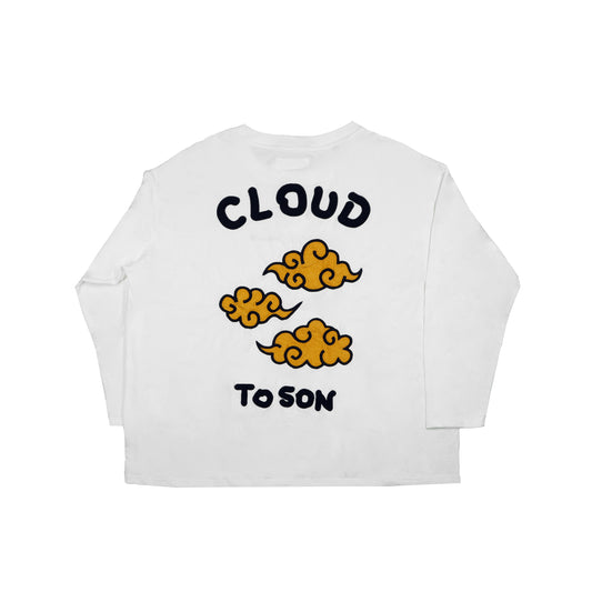 Toson, "Cloud" Patchwork Long Sleeve T-shirt - White