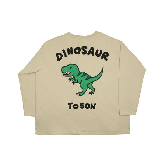 Toson, "Dinosaur" Patchwork Long Sleeve T-shirt - Khaki