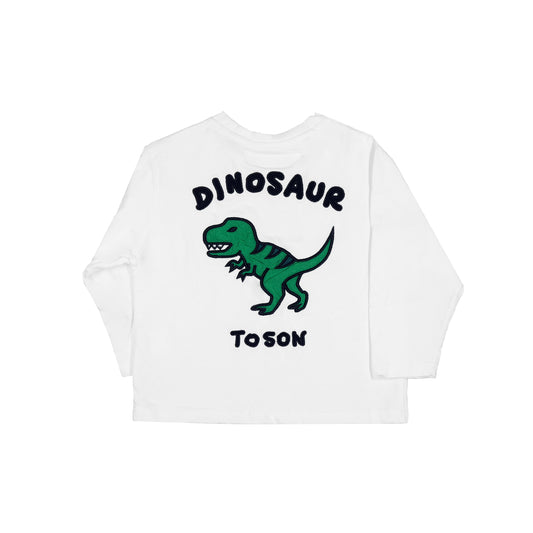 Toson, Kid - "Dinosaur" Patchwork Long Sleeve T-shirt - White