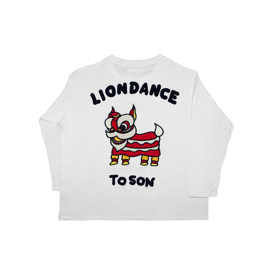 Toson, "LionDance" Patchwork Long Sleeve T-shirt - White