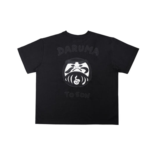 Toson, "Daruma" Patchwork T-shirt in Black