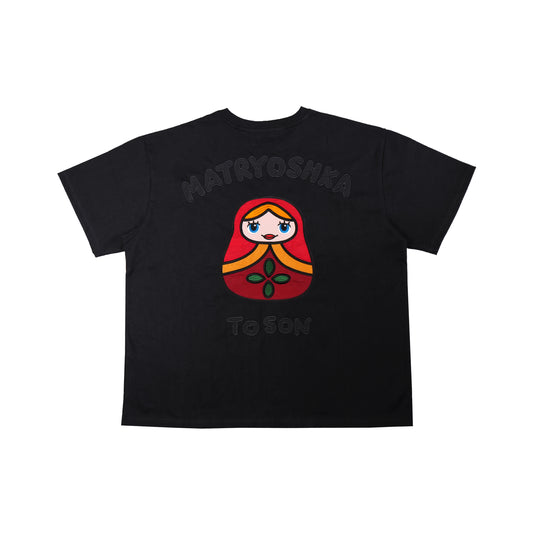 Toson, "Matryoshka" Patchwork T-shirt - Black