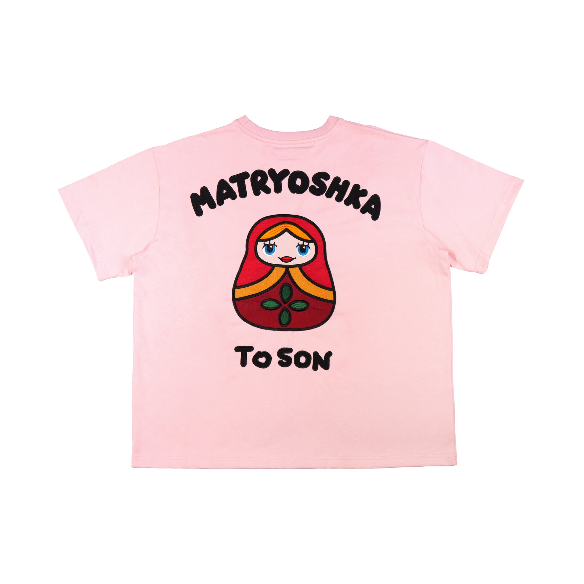 Toson, "Matryoshka" Patchwork T-shirt - Pastel Pink