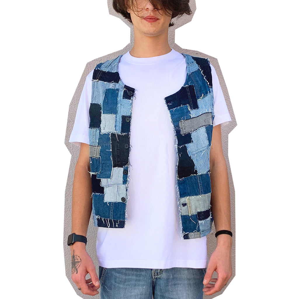 Patchwork Denim Vest