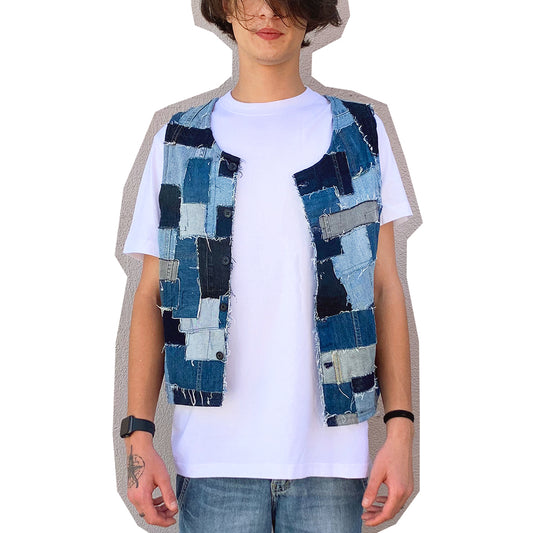 Patchwork Denim Vest