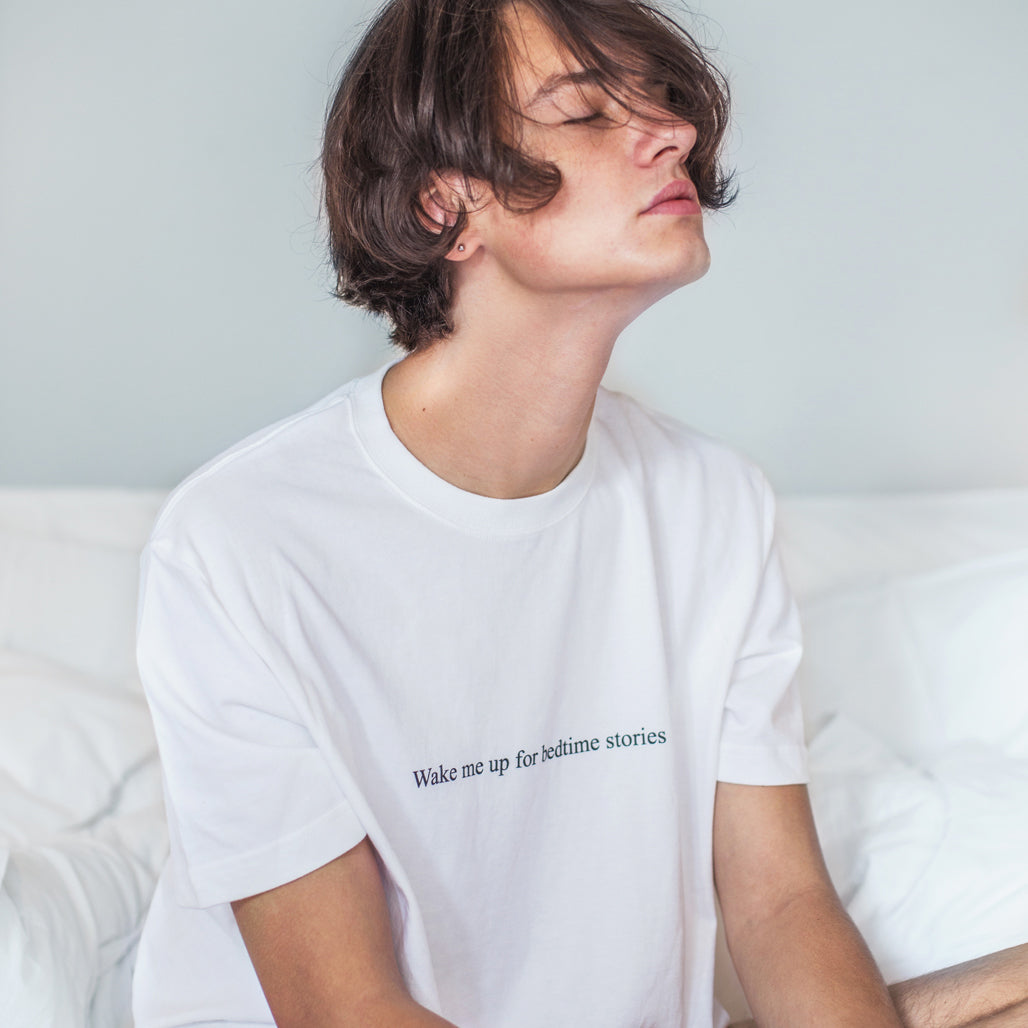 "Wake me up for bedtime stories" Print T-shirt